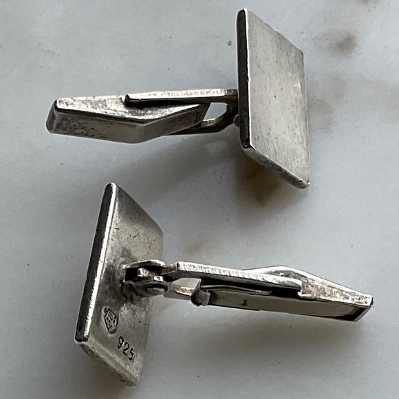 Vintage 925 Sterling Silver Rectangle Engravable Cufflinks 12g marked 38 - Picture 3 of 8